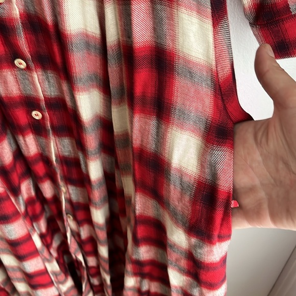 Zara red plaid small button down maxi dress - Picture 5 of 7